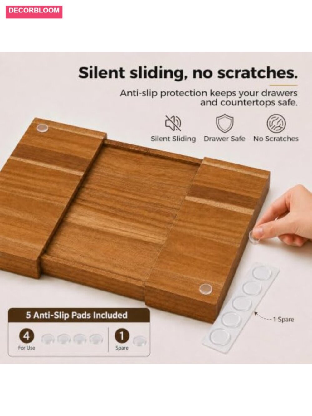 Expandable Acacia Wood Coffee Pod Drawer Organizer Adjustable Dividers - Picture 4 of 6